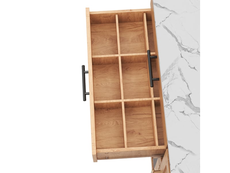 Desserte de cuisine 120x45x90 cm plateau rabattable mdf naturel - Conforama D