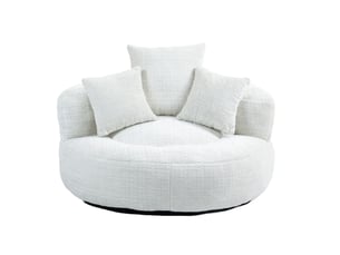 Fauteuil lounge modenvie en chenille beige 108 x 108 cm avec 3 coussins