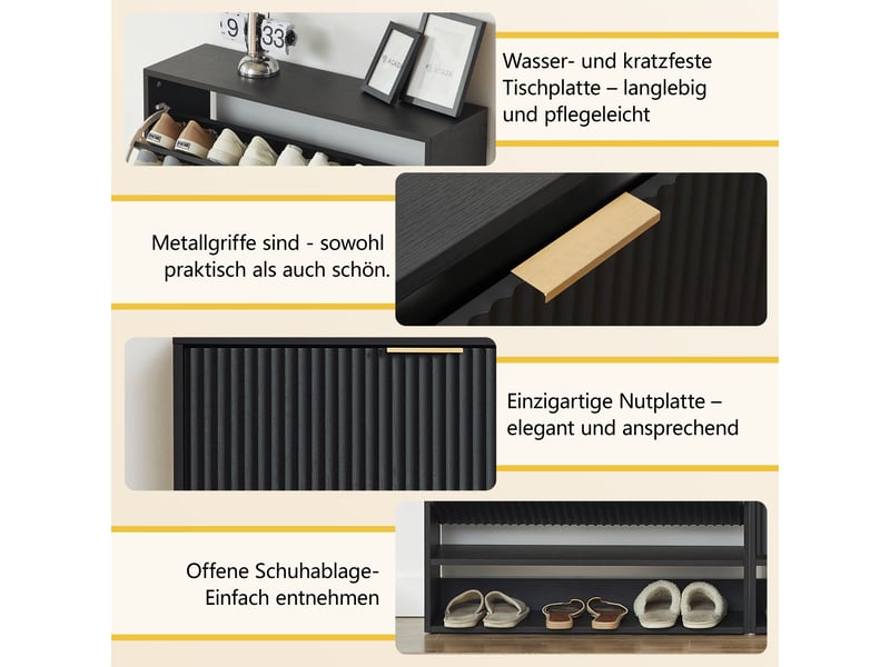  Meuble à chaussures étroit 80x24x102 cm, petit meuble hall d'entrée noir, rangement couloir avec porte abattante et surface déco  - Conforama D