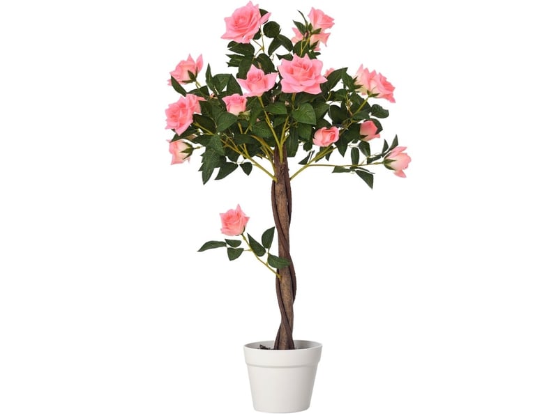  Plante artificielle roses 18x18x90 cm en pot rose  - Conforama A