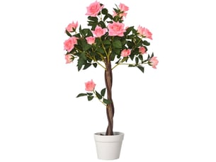 Plante artificielle roses 18x18x90 cm en pot rose