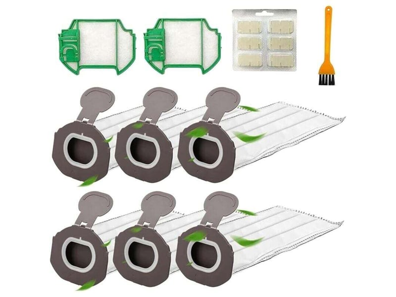  Enowelir lot de 10 kits accessoires aspirateur avec 6 sacs à poussière 2 filtres hepa 1 tablette parfumée et 1 brosse de nettoyage  - Conforama A