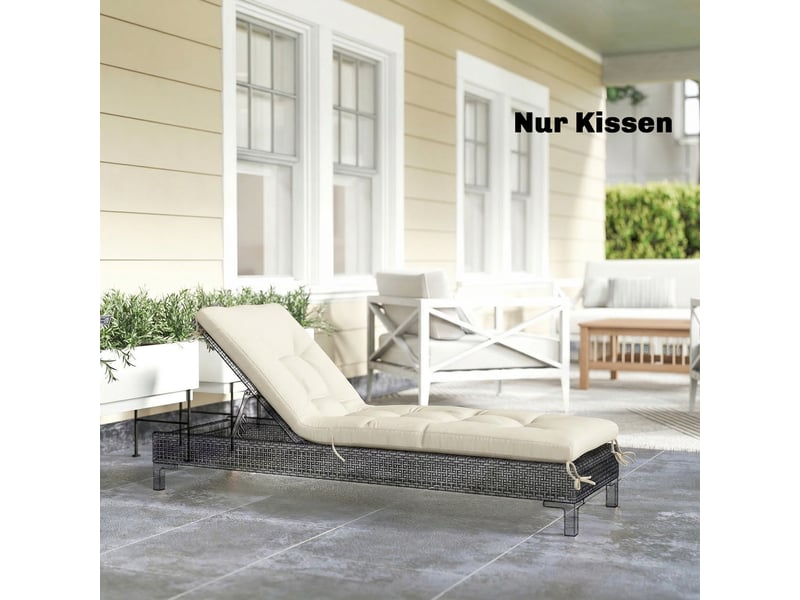  Coussin de palette amovible avec sangles de fixation, compatible avec la plupart des chaises longues, 198 x 65 x 13 cm, beige  - Conforama D