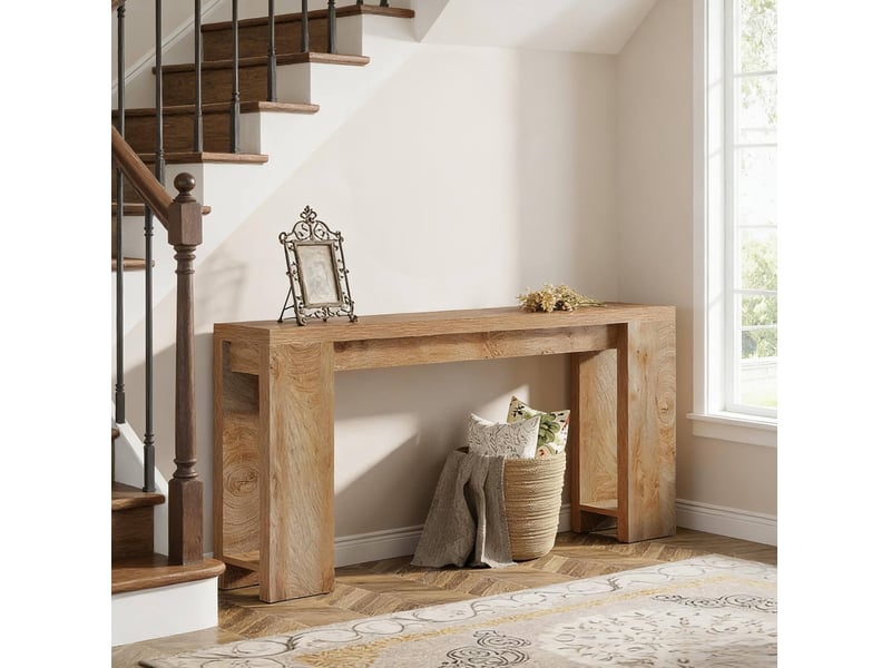  Console rustique avec étagère ouverte et structure stable pour entrée et salon en bois aggloméré marron 160 cm  - Conforama D