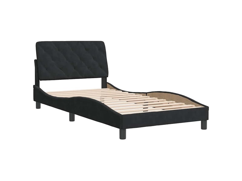  Lit simple- lit adulte -  cadre de lit sans matelas noir 100x200 cm velours  - Conforama B