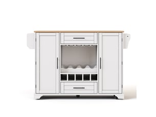 Desserte de cuisine blanche 120x4570x92 cm avec plateau rabattable et rangements multifonctions