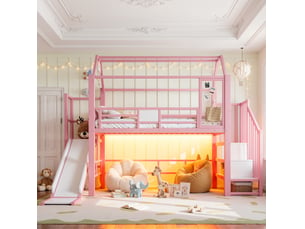 Lit surélevé 90x200 cm TCQPZ coloris rose