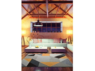 Tapis atticgo gladys rectangulaire gris et moutarde - 100% polypropylène