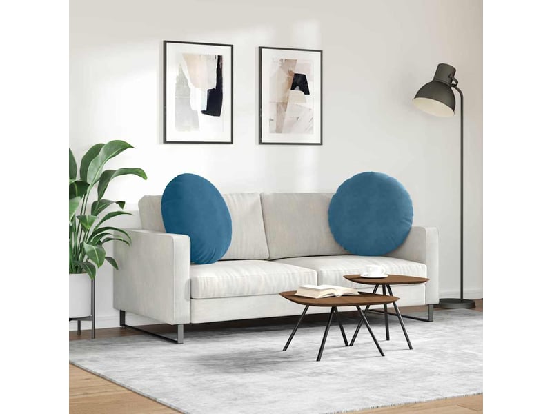  Lot de 2 coussins de siège, coussins décoratifs velours bleu ø 80 x 29 cm cf59878  - Conforama D