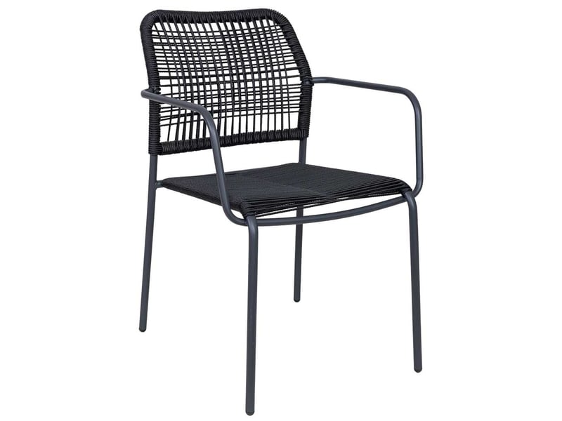  Chaise en métal avec corde noire 54x62x80 cm h  - Conforama A