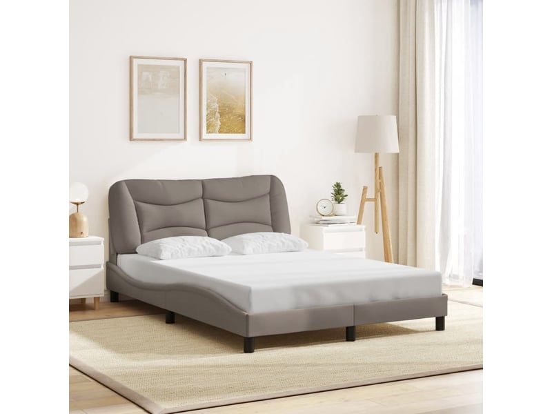  Lit double- lit adulte -  cadre de lit avec led sans matelas hvar taupe 140x200 cm tissu  - Conforama C
