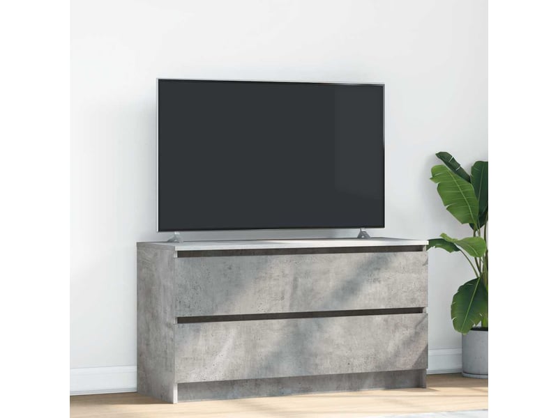  Meuble tv - banc tv - meuble de rangement gris béton 100x35x54 cm bois d'ingénierie  - Conforama B