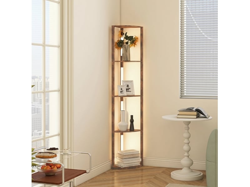  Lampadaire led avec rangements 41x29,5x163,5 cm réglable mdf marron rustique  - Conforama D