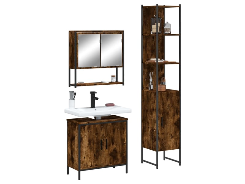 Ensemble de meubles de salle de bain 3 pcs chêne fumé cf63690 - Conforama B