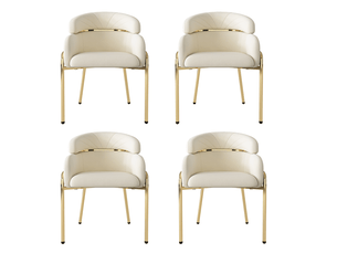 Lot de 4 chaises de salle à manger en velours beige à pieds en métal