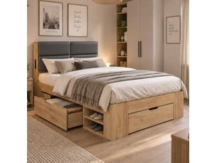 Lit avec rangement 90x200 cm MAISENTIEL coloris naturel