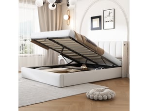 Lit coffre 140x190 cm <strong>KORFEE</strong> <strong></strong> coloris blanc