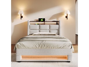 Lit coffre 90x200 cm VIVRYN coloris beige