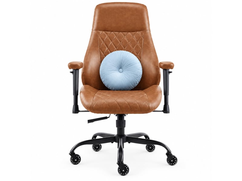  Chaise de bureau à dossier haut avec assise réglable en hauteur en similicuir marron  - Conforama A