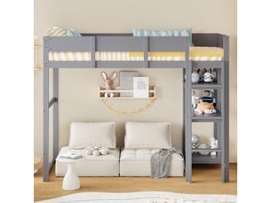 Lit mezzanine 90x200 cm <strong></strong> <strong></strong> coloris gris