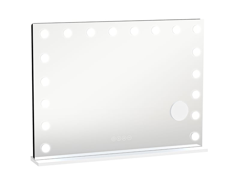 Miroir de maquillage lumineux 80 x 60 cm avec led, bluetooth et grossissement x10 evryae - Conforama A