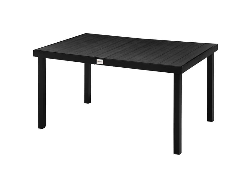 Table jardin rectangulaire 6 pers., repas extérieur 140x90x74 cm, lattes, aluminium, terrassebalcon, noire. - Conforama B