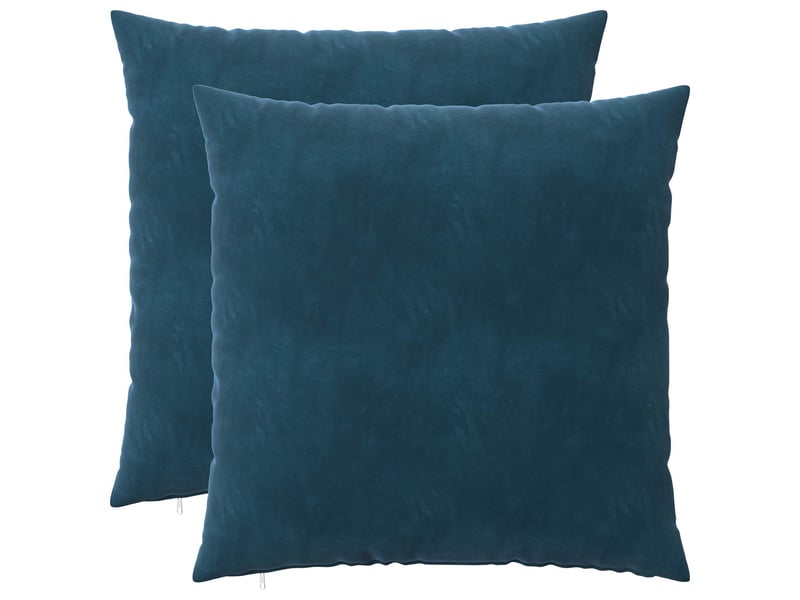 Lot de 2 coussins avec oreiller, coussins décoratifs heerlen bleu velours cf50421 - Conforama B