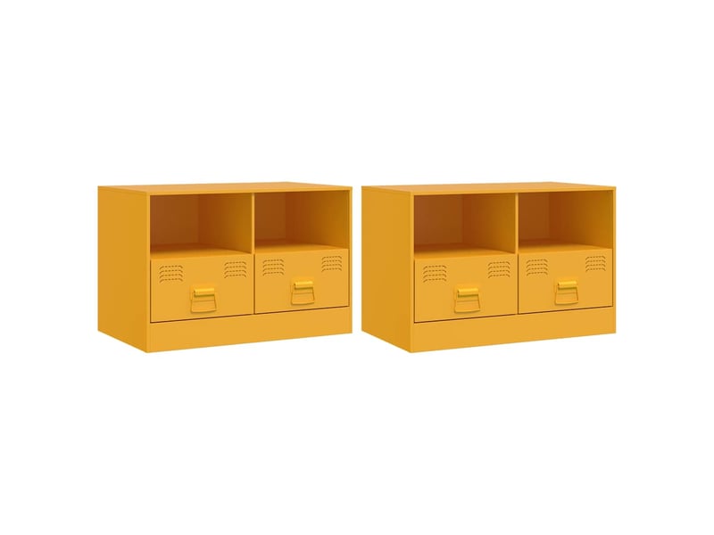  Meubles tv - banc tv - meuble de rangement 2 pcs jaune moutarde 67x39x44 cm acier  - Conforama A