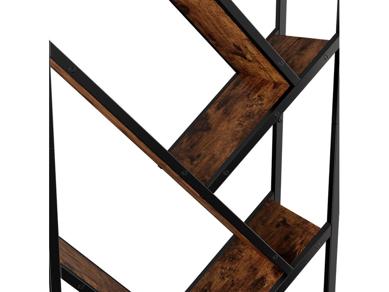  Étagère bibliothèque 80 x 35 x 160 cm – noir et marron vintage – 8 niveaux en forme d'arbre  - Conforama E