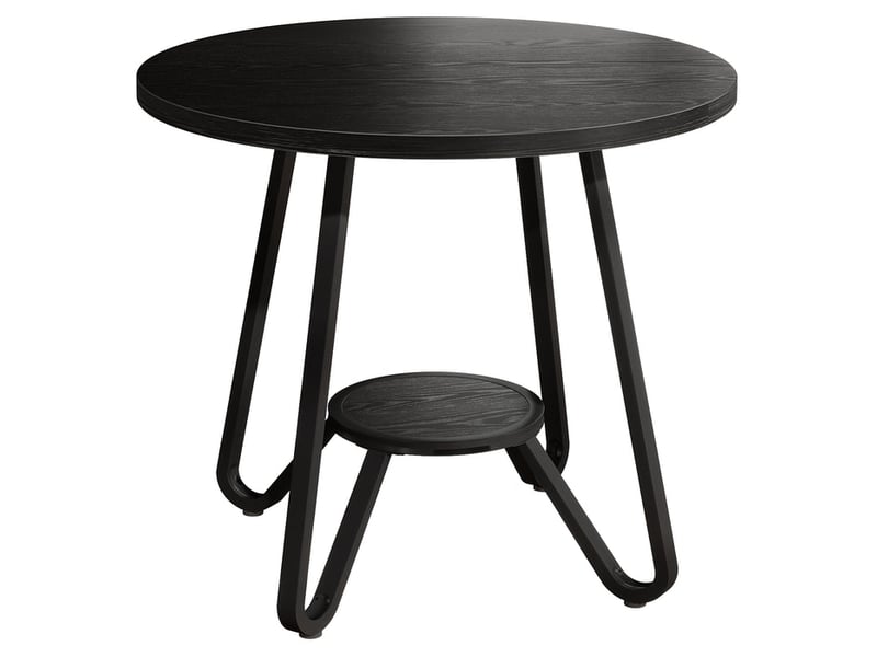 Table à manger ronde de 80 cm avec double étagère, table de cuisine style industriel pour 2 personnes - Conforama A