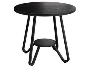 Table à manger ronde de 80 cm avec double étagère, table de cuisine style industriel pour 2 personnes