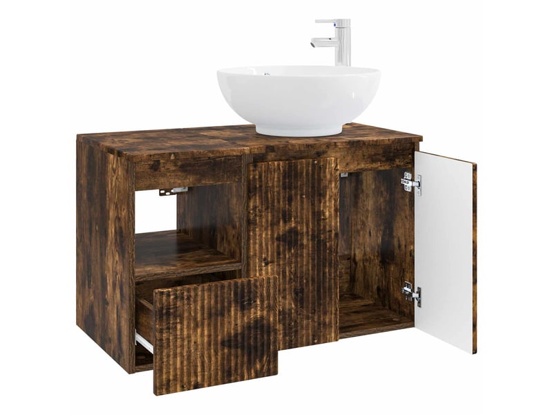  Ensemble de mobilier de salle de bain 2 pc chêne fumé cf64090  - Conforama D