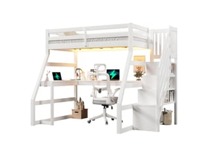 Lit mezzanine 90x200 cm <strong>SAPGAKS</strong>  <strong></strong> coloris blanc