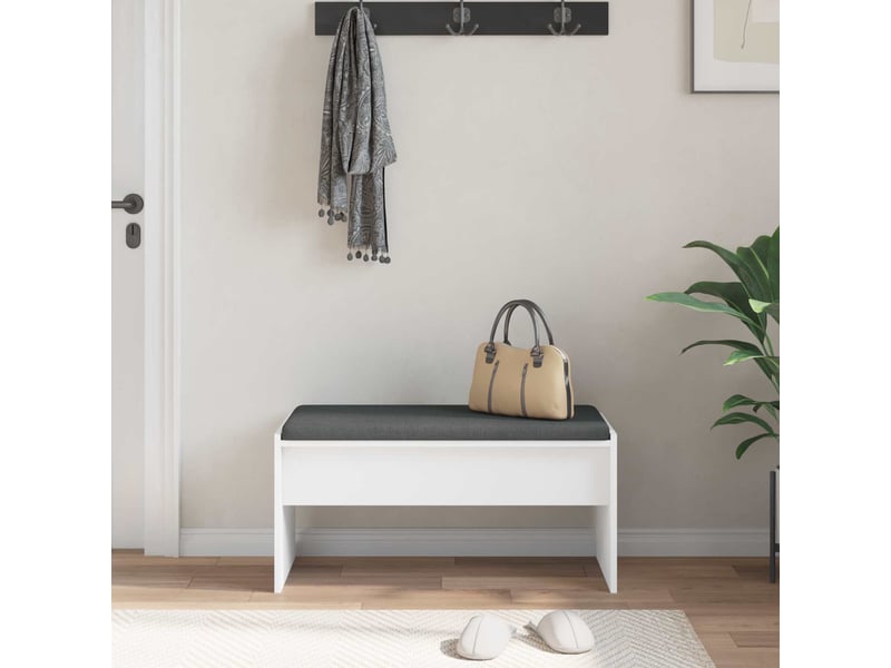  Banc d'entrée, banc interieur avec coussin blanc 80x38x46 cm  - Conforama D