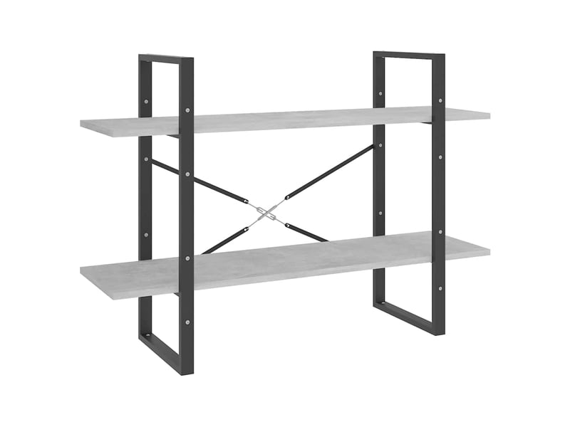  Bibliothèque à 2 niveaux, armoire à livres gris béton 100x30x70cm bois ingénierie  - Conforama A