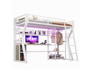Lit simple 90x200 cm PHOEBE CAT coloris blanc