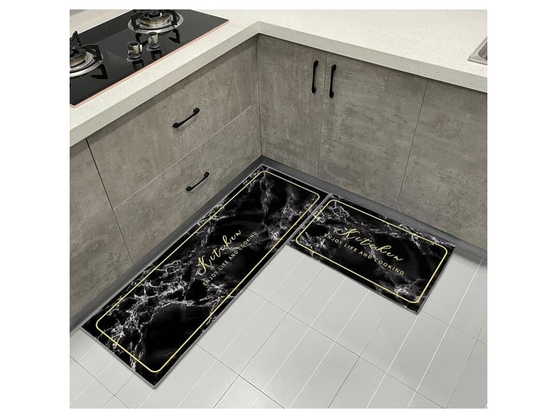  (c)tapis de cuisine antidérapant et lavable 2 pièces, marbre doré antidérapant tapis de cuisine devant evier pour cuisine, buanderie, salon PB307088 - Conforama B