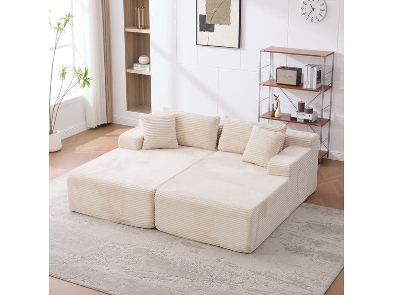 Canapé modulaire en tissu - tissu chenille doux - rembourrage mousse haute élasticité 30d - fond antidérapant Ivoire - Conforama D