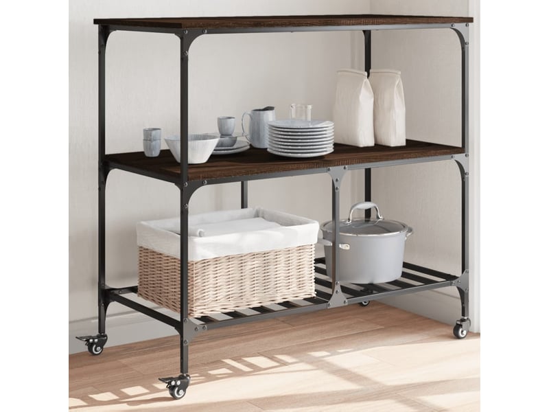  Desserte de cuisine, chariot de rangement chêne marron 100x50x95 cm bois d'ingénierie  - Conforama B