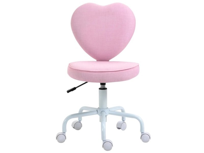  Chaise de bureau pivotante style dirigeant, dossier cœur, tissu lin rose, 40 x 50 x 79-89 cm  - Conforama A