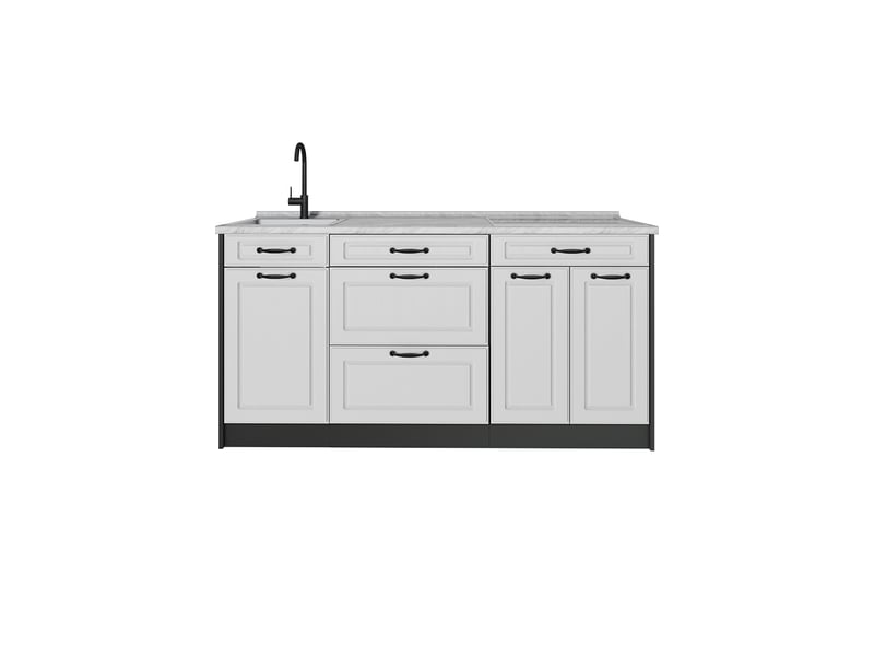 Vicco bloc de cuisine, blanc campagneanthracite, 160cm sans plan de travail - Conforama A