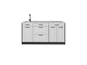 Vicco bloc de cuisine, blanc campagneanthracite, 160cm sans plan de travail