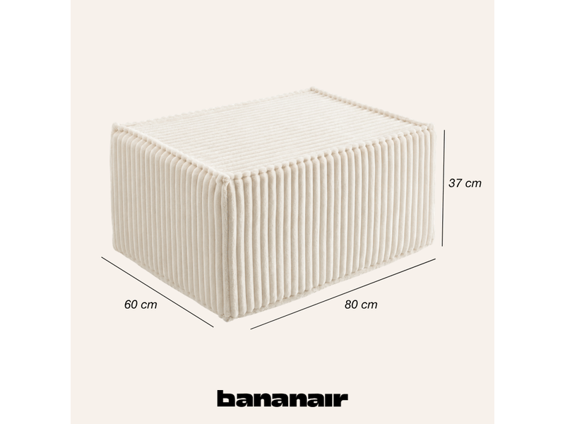 Module méridienne ou repose-pieds déhoussable pour canapé modulable velours côtelé 80x60 cm blanc cassé - Conforama C