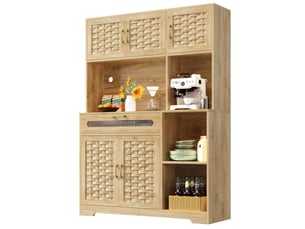 Vitrine coloris naturel 2 étagère(s) MEUBLIV - 120 cmx180 cm