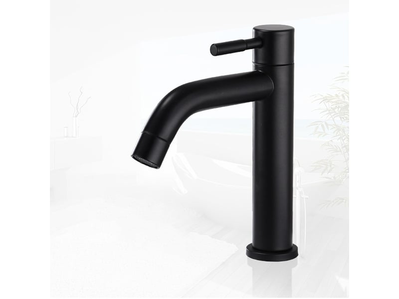  Robinet de lavabo noir mat en acier inoxydable sans plomb, monocommande monotrou 18*11cm Washbasin faucet - Conforama A