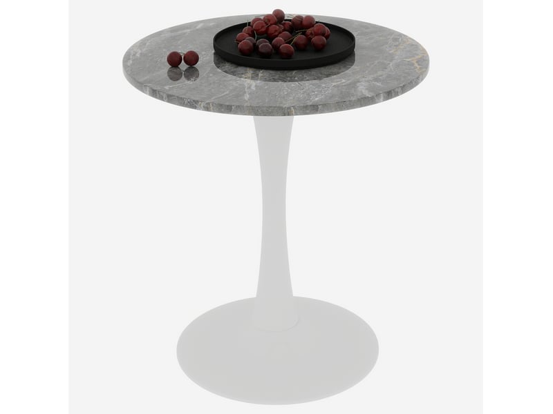 Table à manger ronde en marbre artificiel, blanc antique et gris, 70 x 70 x 72 cm  - Conforama A