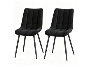 Lot de 2 chaises de salle à manger en velours noir avec pieds en métal