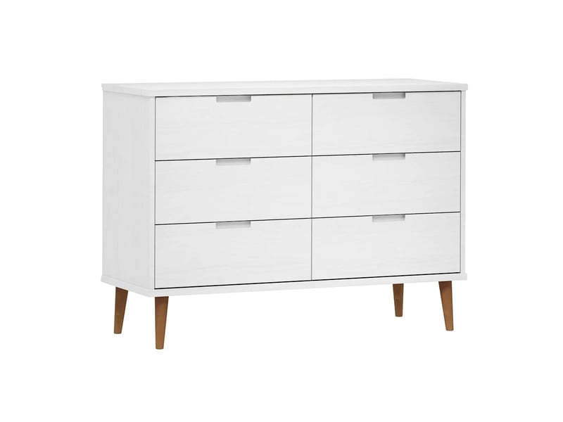  Commode chambre adulte, armoire à tiroirs molde blanc 113x40x80 cm bois de pin massif  - Conforama A