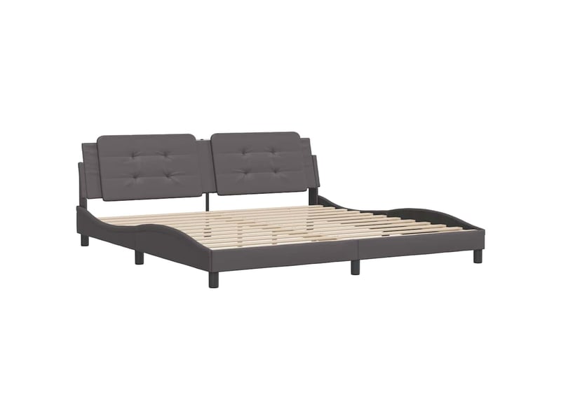 Lit double- lit adulte - cadre de lit sans matelas zadar gris 200x200 cm similicuir - Conforama B