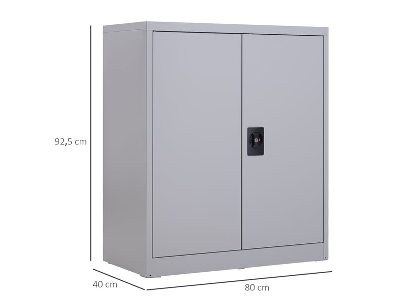  Armoire de bureau métallique, 80 x 40 x 92,5 cm, meuble de rangement en acier avec serrure, gris, étagère réglable  - Conforama C